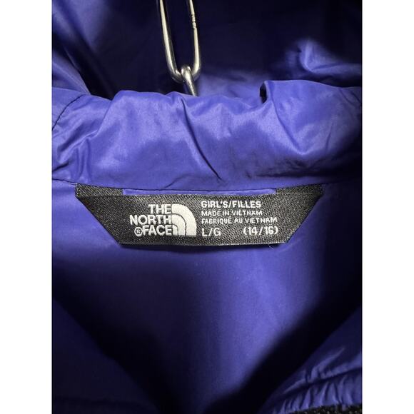 The North Face Jacket Girls Large 14/16 Purple Hooded Quilted Puffer Zip Pockets - Picture 4 of 13